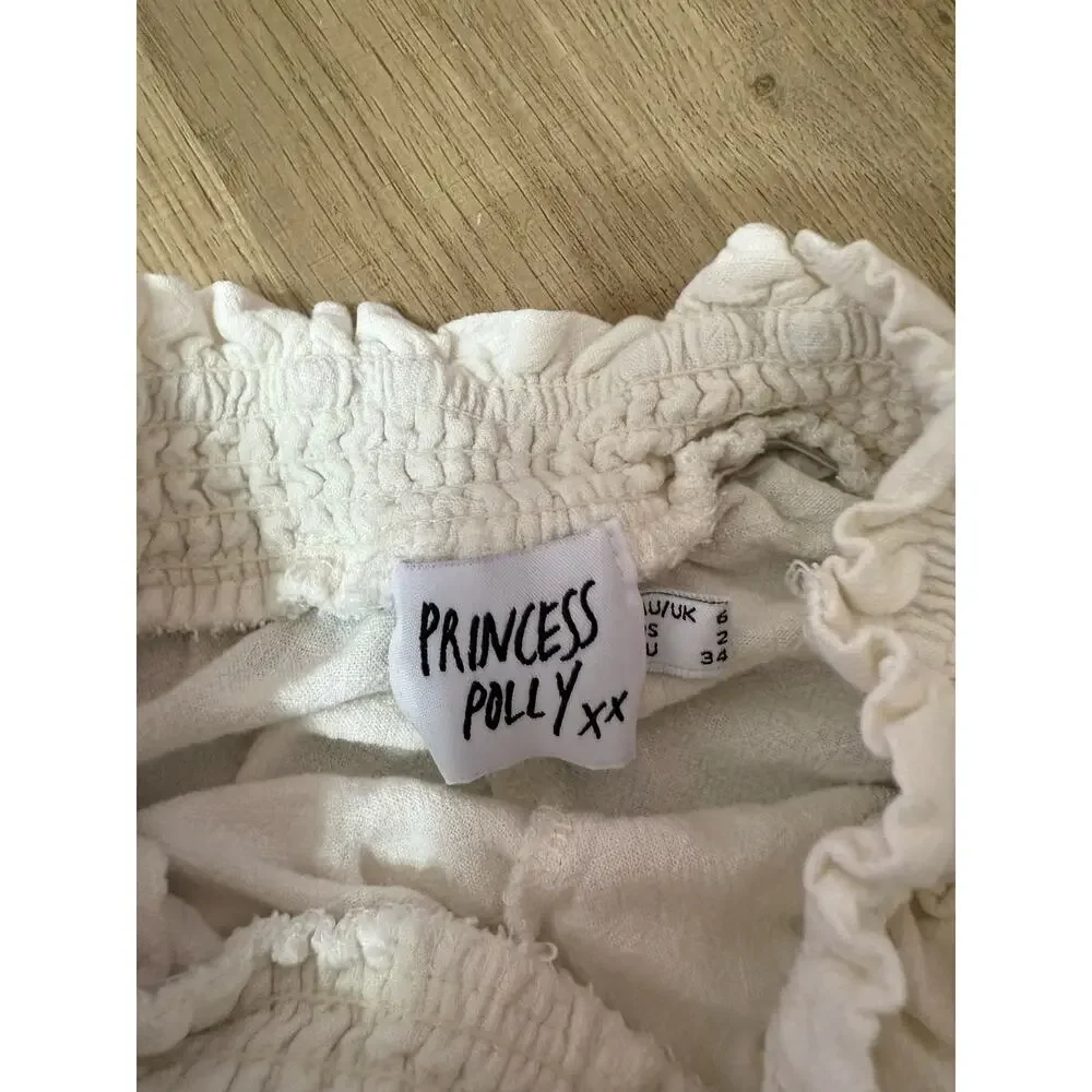 Princess Polly White Elastic Waist Shorts Women’s Sz 2
